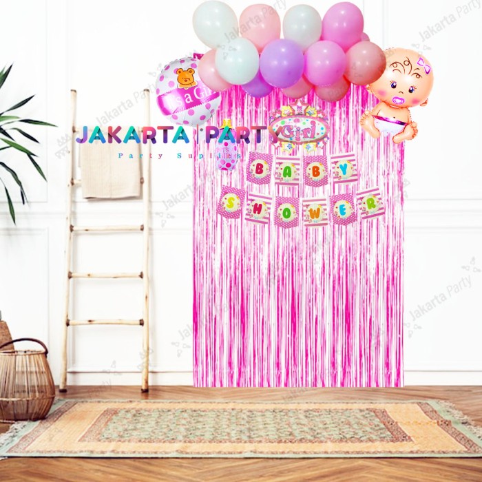 Paket dekorasi baby shower pink / paket baby shower / paket baby girl