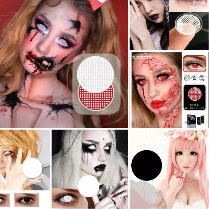 [❣️R E A D Y❣️] Softlens Karakter  full putih merah hitam Lathi  Halloween hantu