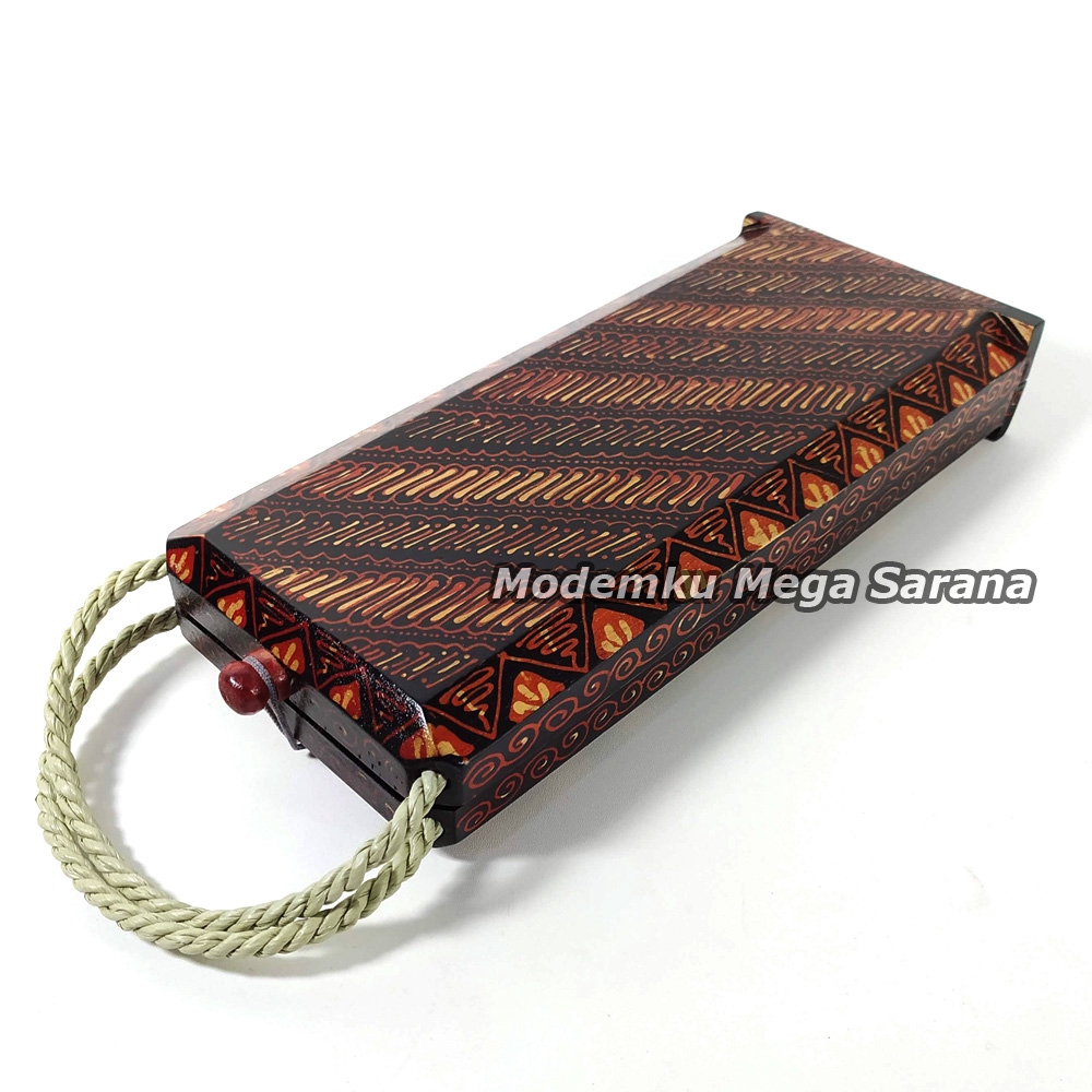 Congklak Dakon Lipat Kayu Batik - Motif A + Biji Kerang