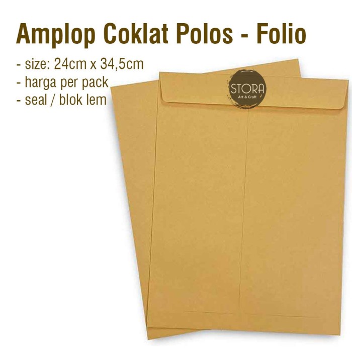 

Gand Amplop Coklat Kraft Polos Folio Seal D 24cm x 34,5cm PER PACK