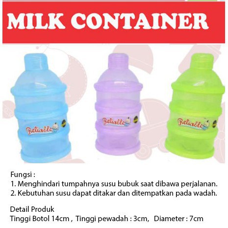 TEMPAT SUSU Bubuk Bayi Bentuk Susun LUSTY BUNNY / RELIABLE / CHN - MILK POWDER CONTAINER wadah tempat susu bubuk 3 &amp; 4 sekat