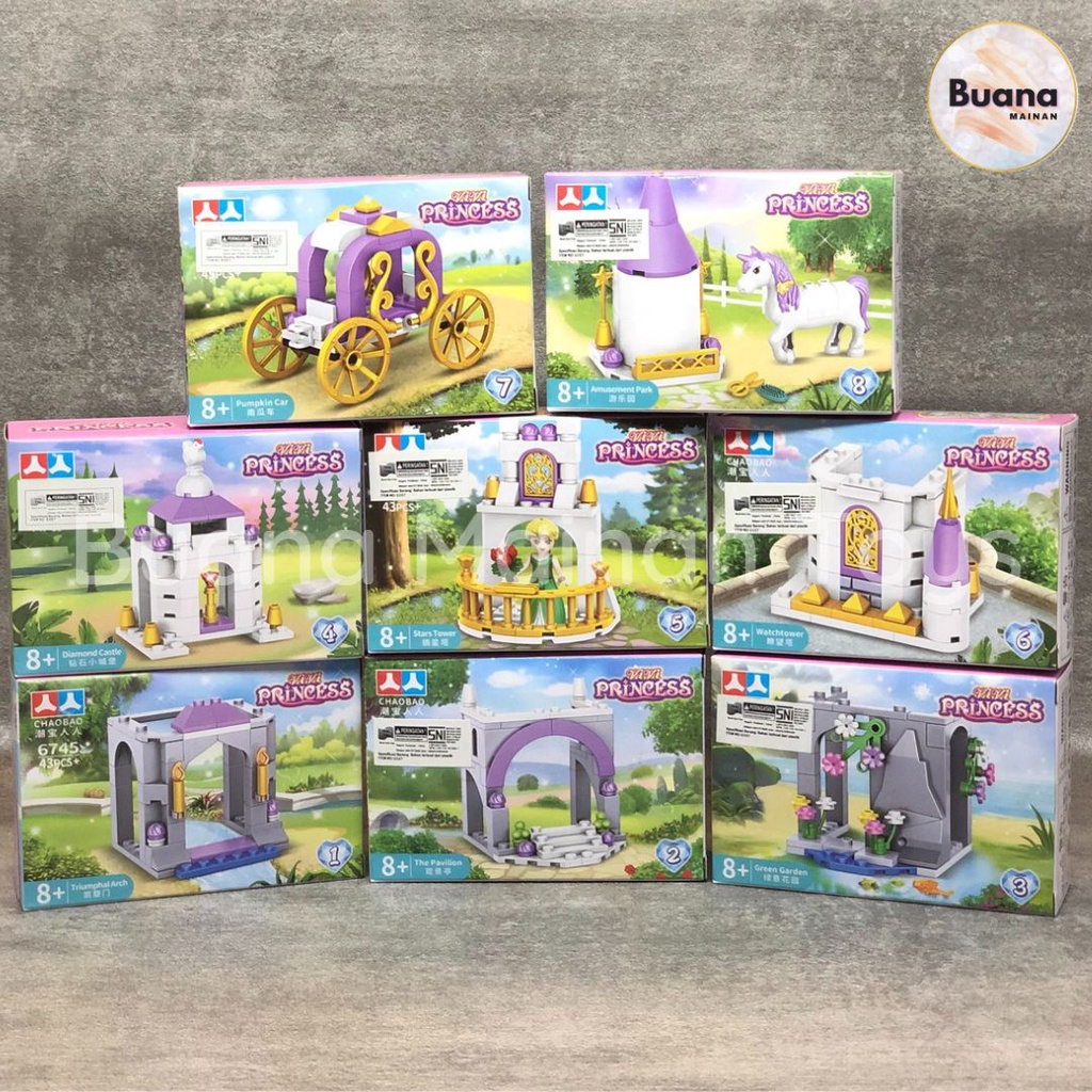 BRICK CHAOBAO PRINCESS 8 IN 1 KASTIL 6745 MAINAN BRICKS EDUKASI ANAK CEWE CASTLE DISNE