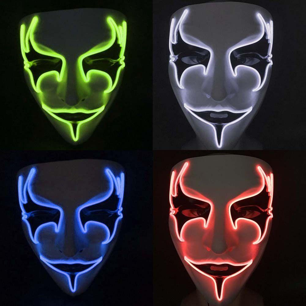 Needway V Untuk Topeng Vendetta Dicat Tangan Hiasan Kepala Mata Burung Topeng Kedip Lucu Topeng Pesta Props Party Props Topeng Halloween Topeng LED Props Topeng Penuh Wajah Topeng Bersinar