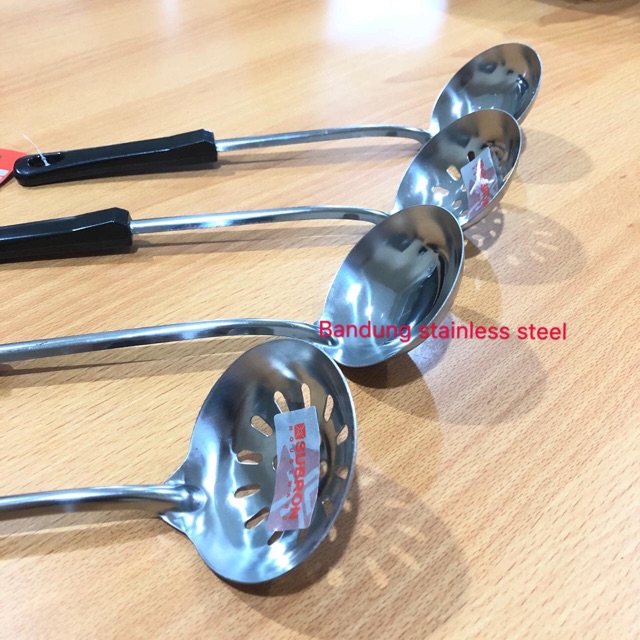 centong sendok sup sayur ladle lubang stainless gagang plastik 600/601