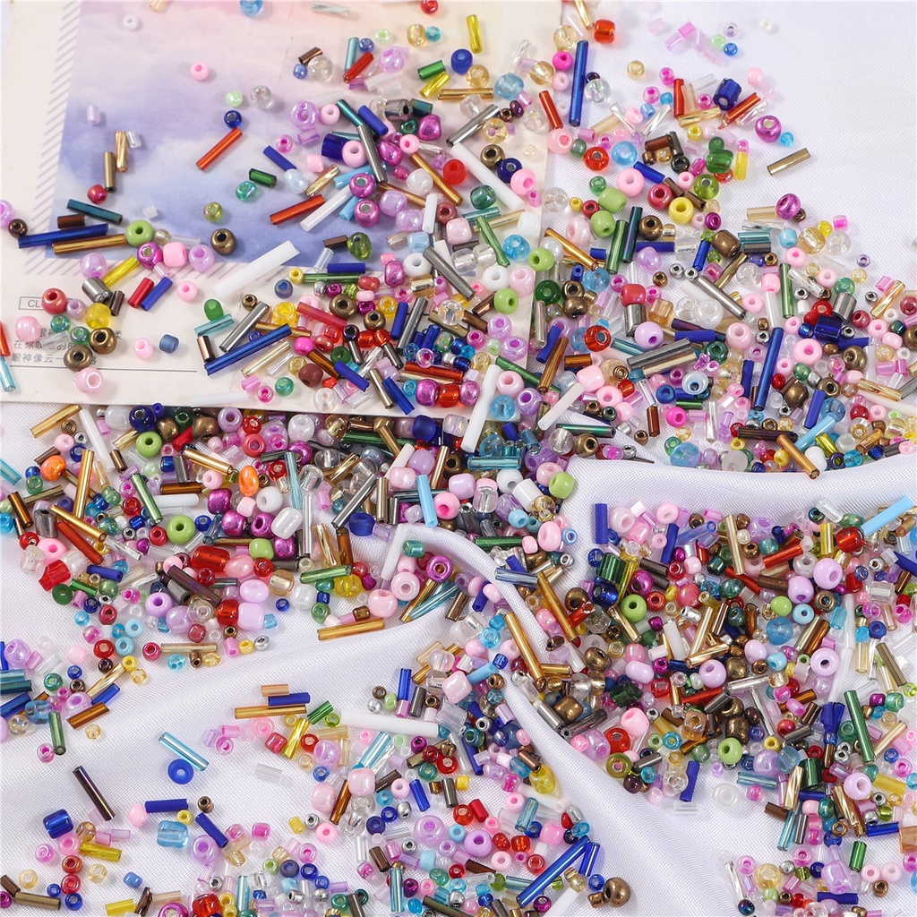 1000 Pcs 30g 1.5-4.5 Mm Multicolor Campuran Manik-manik Biji Terompet Bulat Manik-manik Kaca untuk DIY Perhiasan Anting-Anting Membuat Aksesoris Aksesoris