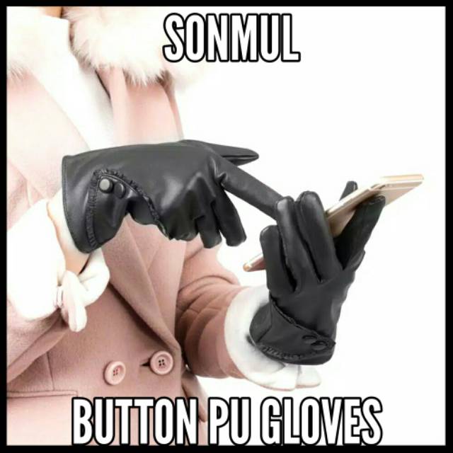 WOMAN WINTER AUTUMN PU BUTTON GLOVES SARUNG TANGAN WANITA MUSIM DINGIN