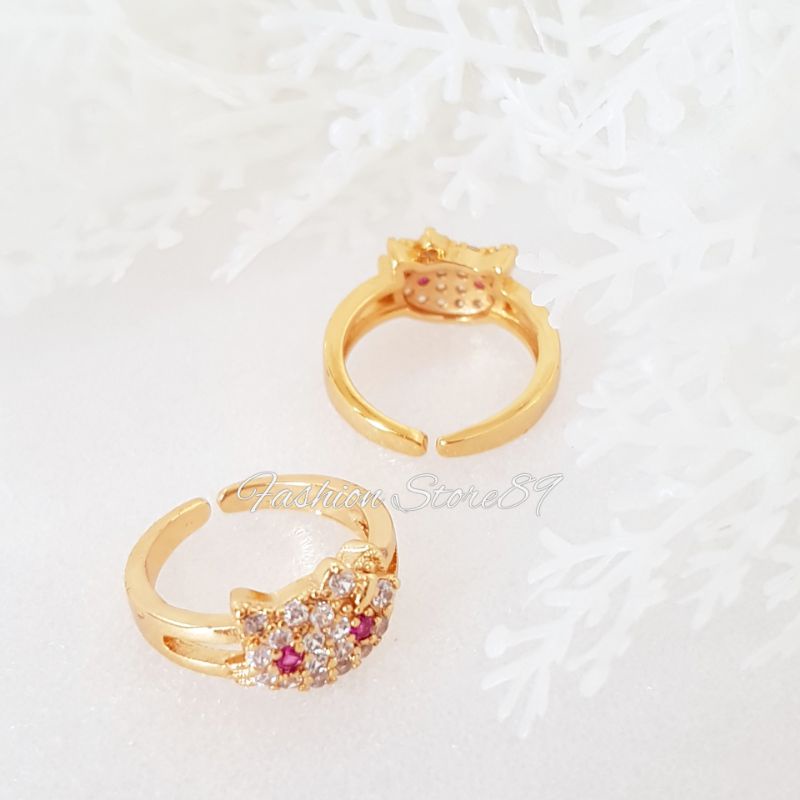 Cincin Anak Free Size Kitten Cincin lapis emas Yaxiya Replica Emas Impor Cincin Anak Karakter