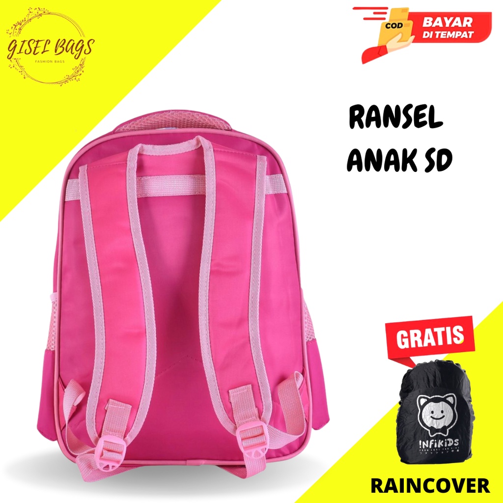 COD Tas anak perempuan sekolah TK SD gambar timbul karakter superhero waterproof