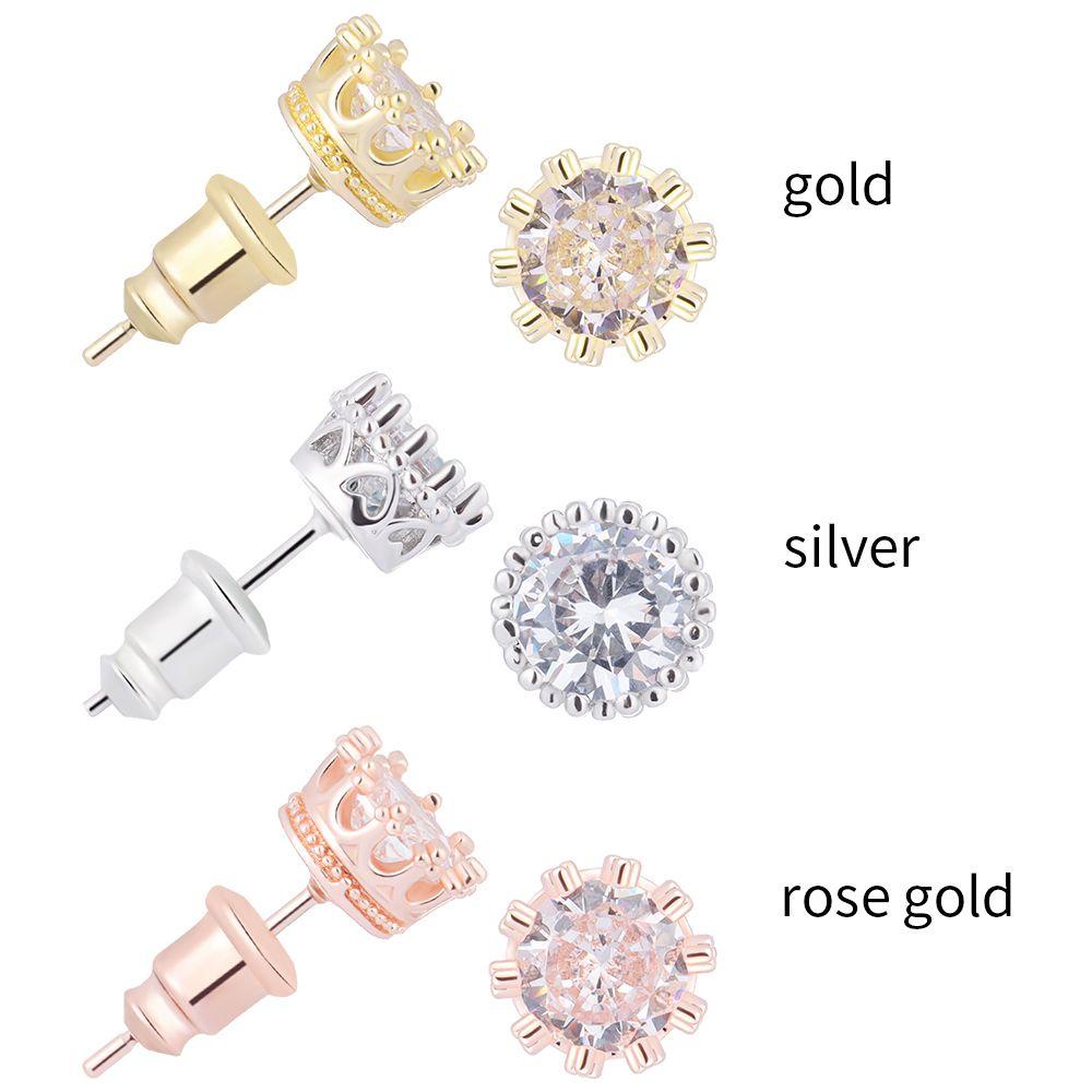 R-flower 1pasang Anting Stud Trendy Pria Zirkon Perhiasan Fashion