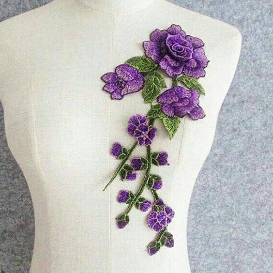 『 Langsung Proses  』 Patch bunga 3d /patch bordir/renda/bordir kerah/bordir hijab/bordir tempel ,,,