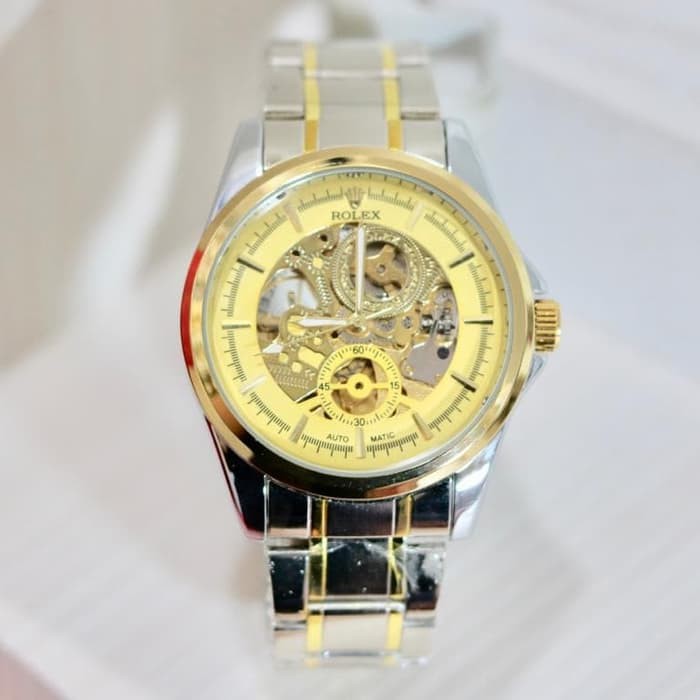 Jam Tangan Rolex Automatic Pria Silver - 3 Pilihan Warna Model Garis