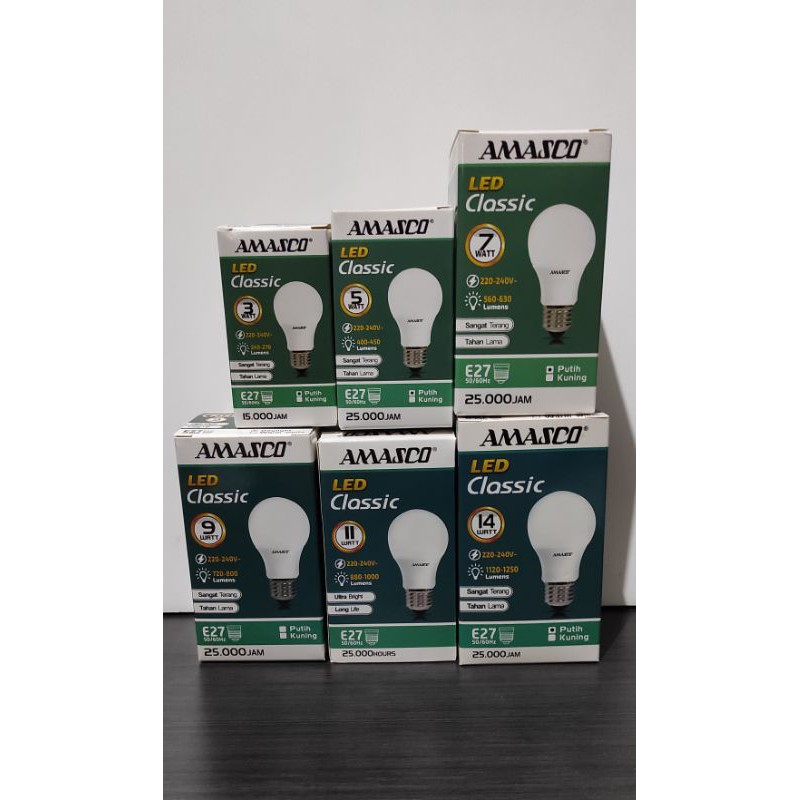 LAMPU LED AMASCO CLASSIC 3W 3WATT 3 WATT CAHAYA PUTIH