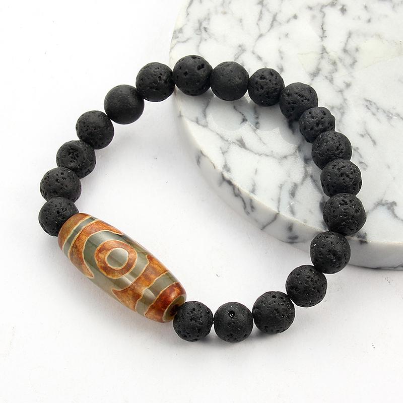 [Women &amp; Men Natural Lava Volcanic Stone Agate Beads Bracelet] [Stress Relief Healing Chakra Yoga Lucky Bracelet] [Jewellery Accessories Gifts]