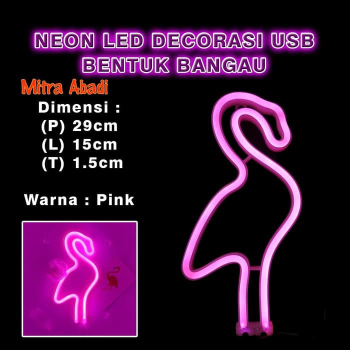 LED Neon Light USB Lampu Dekorasi Bangau DC 5V