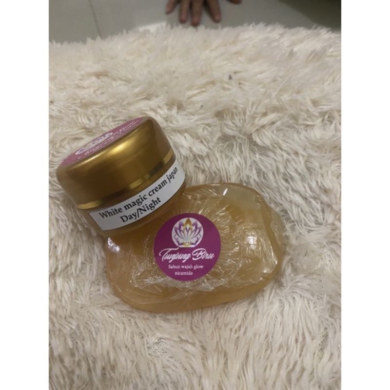 Cream magic Japan gold 2in1 pemutih wajah 3x lebig strong+sabun magic