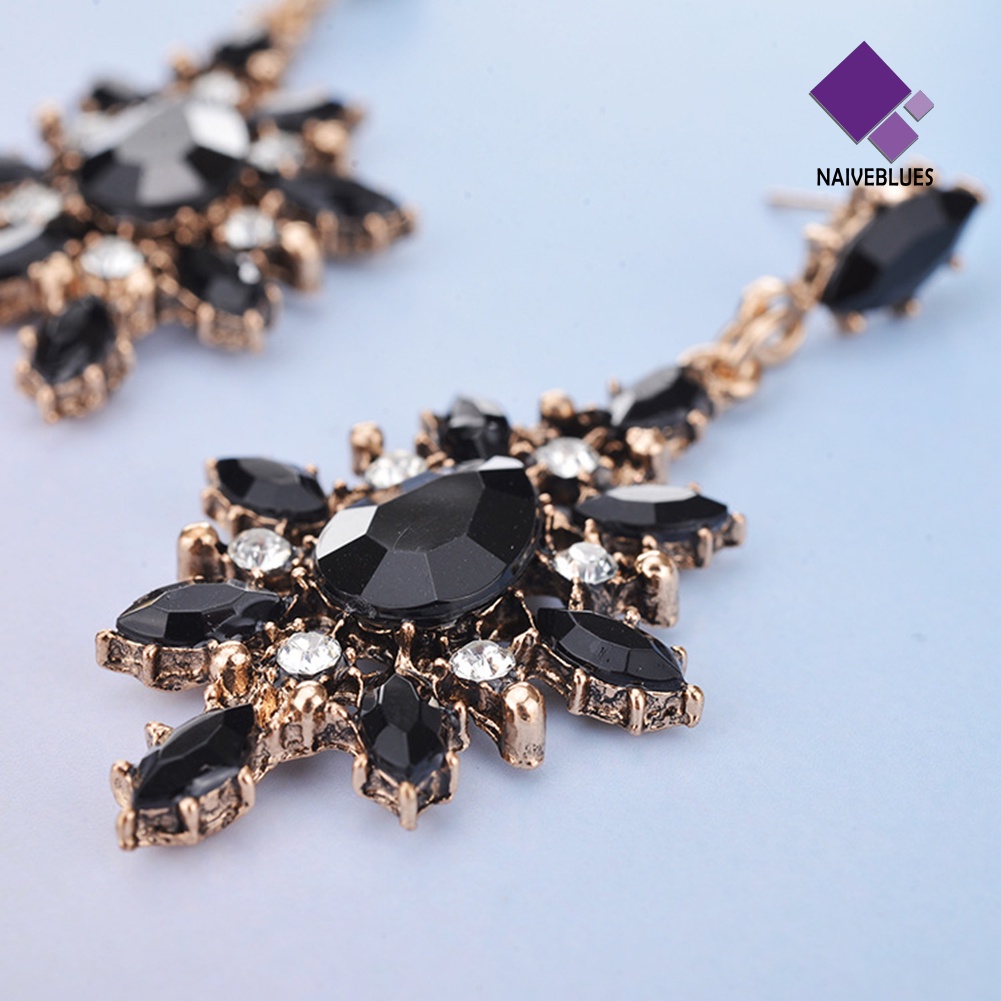 Anting Menjuntai Bentuk Tetesan Air Mata Marquise Snowflake Untuk Wanita