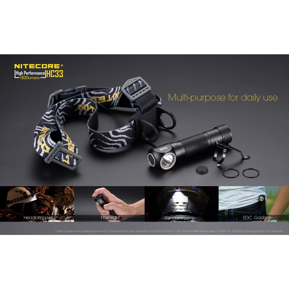 NITECORE Headlamp Senter LED 1800 Lumens - HC33 - Black