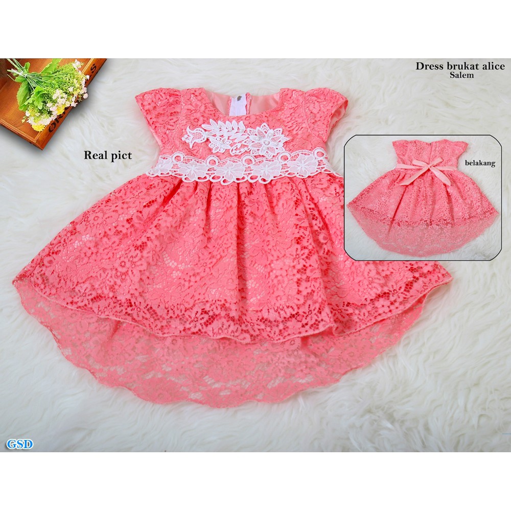 Dress Kids Alice/Baju Terusan Dress Anak Import/Casual Mini Midi Dress Brukat Anak/Baju Anak Murah