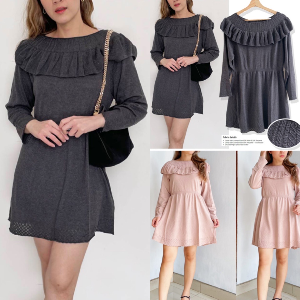 Ameli* ruffle soft knit mini dres