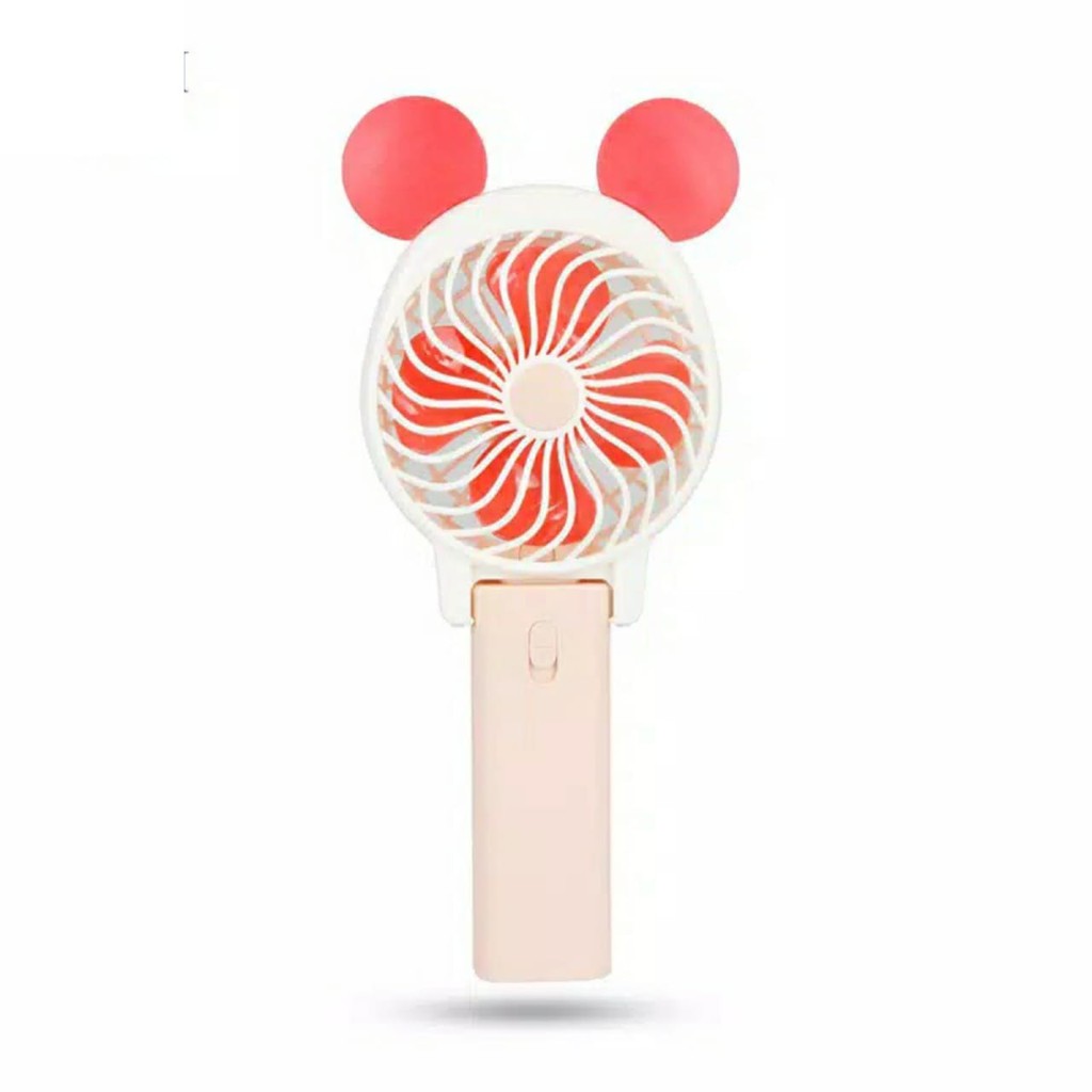 Kipas Mini Lipat Karakter Mickey Pastel  - MKPAS - Kipas Recharge Handy Mini Fan