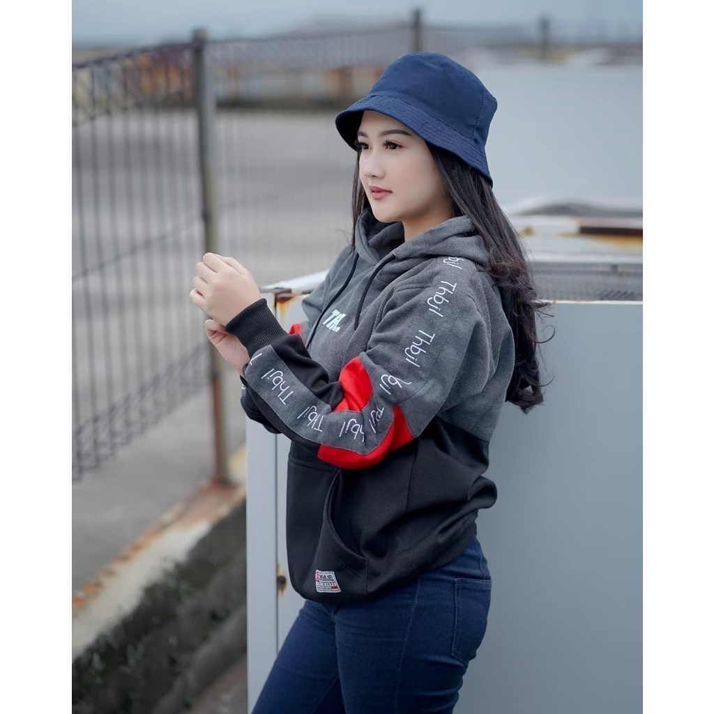 Sweater Hoodie Wanita Distro Flece Tebal Sweatshirt Original