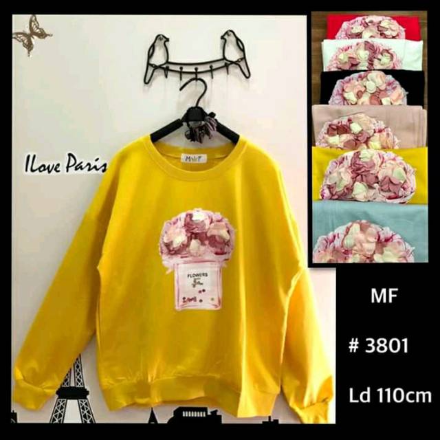 Sweater bahan paris motif flower
