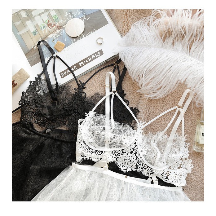 (COD) Wanita Pakaian dalam Sexy Lace babydoll Lingerie Mesh Baju tidur V neck piyama A386