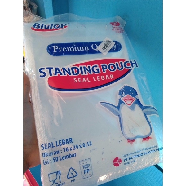 BLUTOP standing pouch isi 50 per pack / klip besar / plastik minum / plastik snack