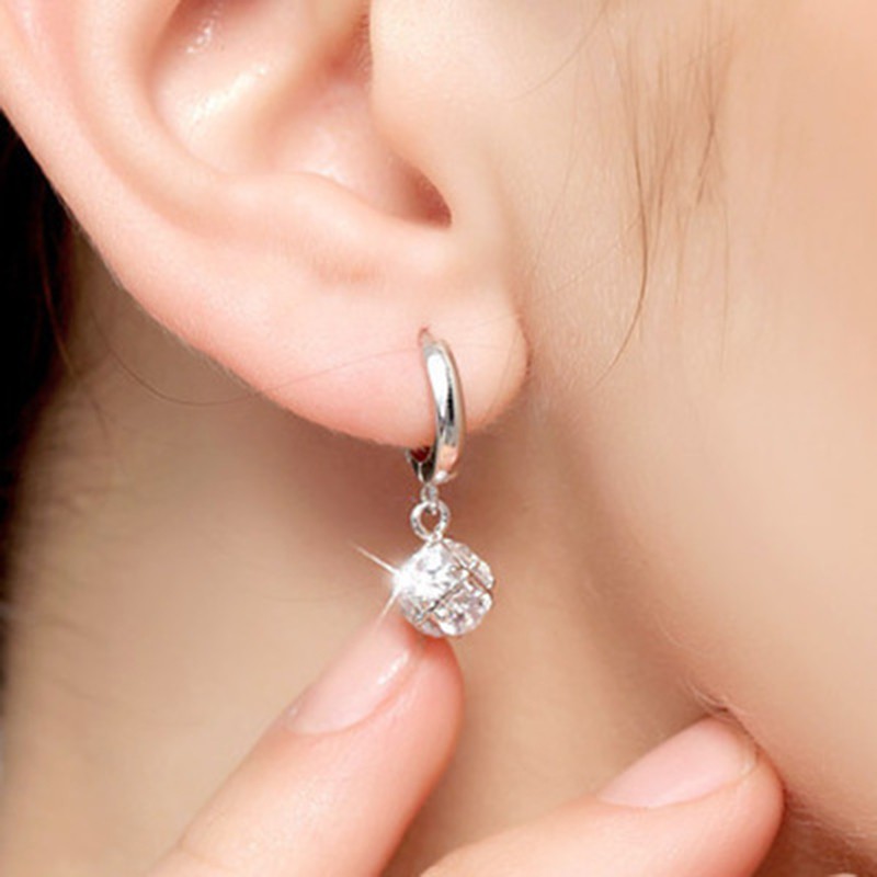 925 anting perak sterling anting-anting wanita dengan perhiasan fashion berlian