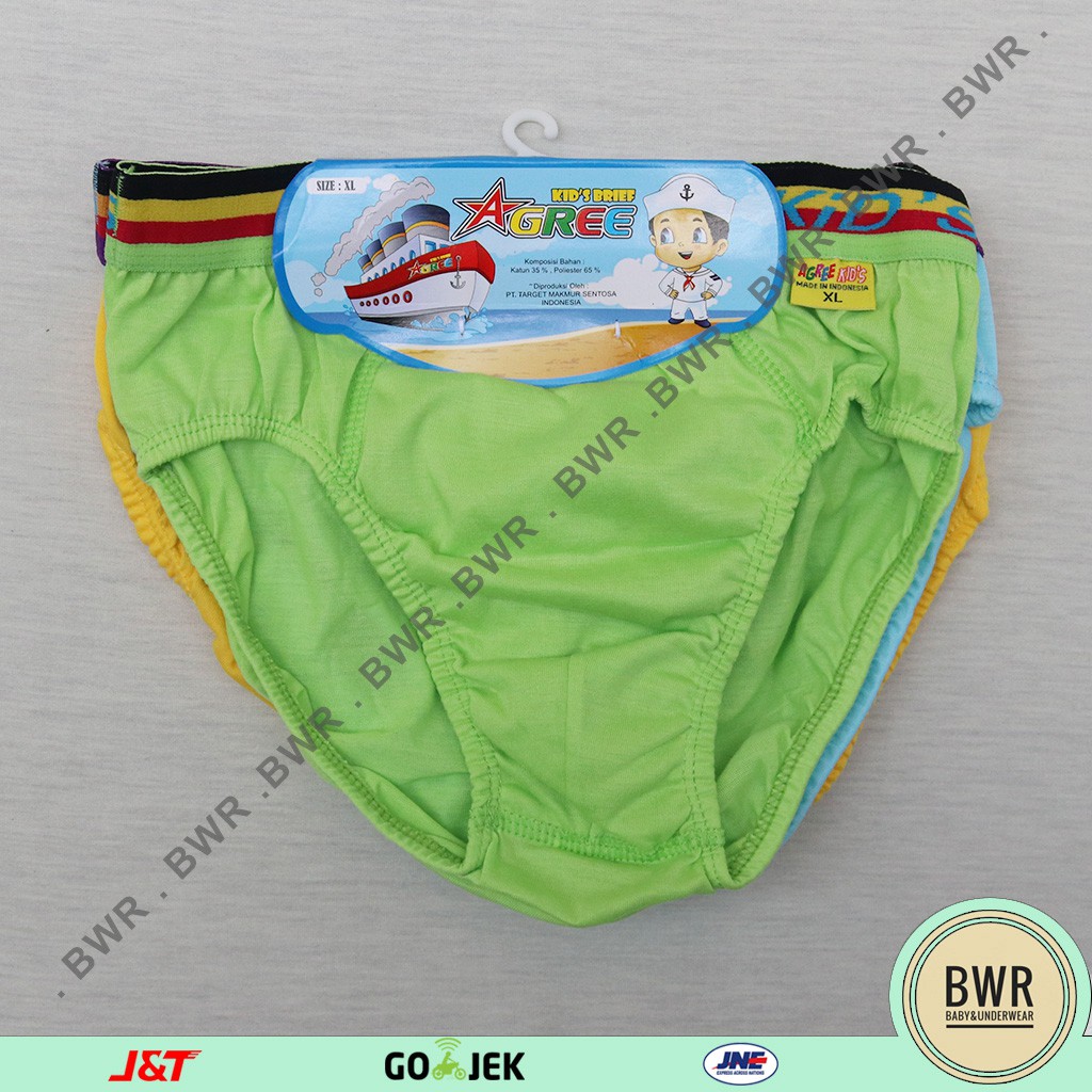 [ 3pc ] AGREE | CD AGREE AG 101 | Celana Dalam Anak Agree Laki Laki Karet Tebal Dasar Warna