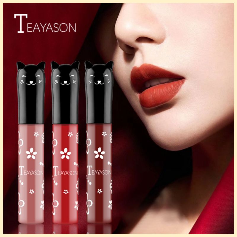 Cat Cap TEAYASON Original Matte Lip Gloss Moisturizing Lipstick Waterproof Terlaris