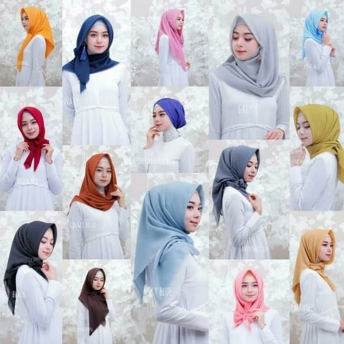 Helen_shop86  Saudia Rawis  Hijab Saudi Jilbab Katun Polos Kerudung Segiempat Rawis