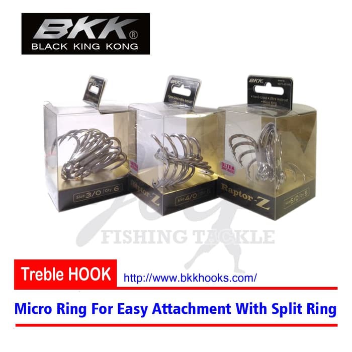 TERMURAH / BKK Raptor-Z Treble Hook Ukuran Besar 6071-4X-HG Mata Kail Pancing
