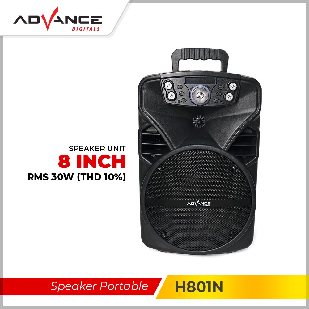 【READY STOCK】Advance H801N Speaker Bluetooth Portable 8 Inch / FREE Bluetooth MIC / Garansi Resmi 1 tahun