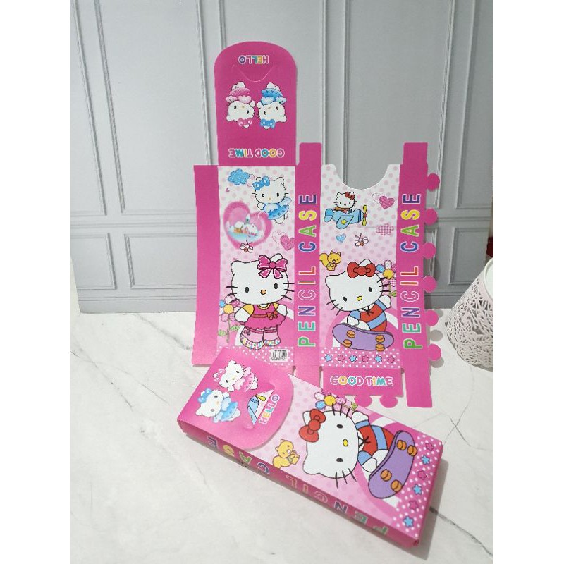 (12pc) kotak pensil rakit murah/tempat pensil buat sendiri/kotak pensil karakter rakit/pencil case-Hello Kitty