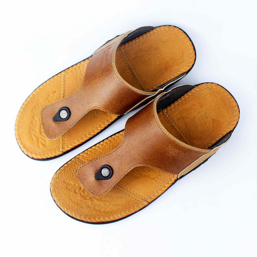 Sandal Kulit Asli Pria Harley Davidson JPT 013 TAN