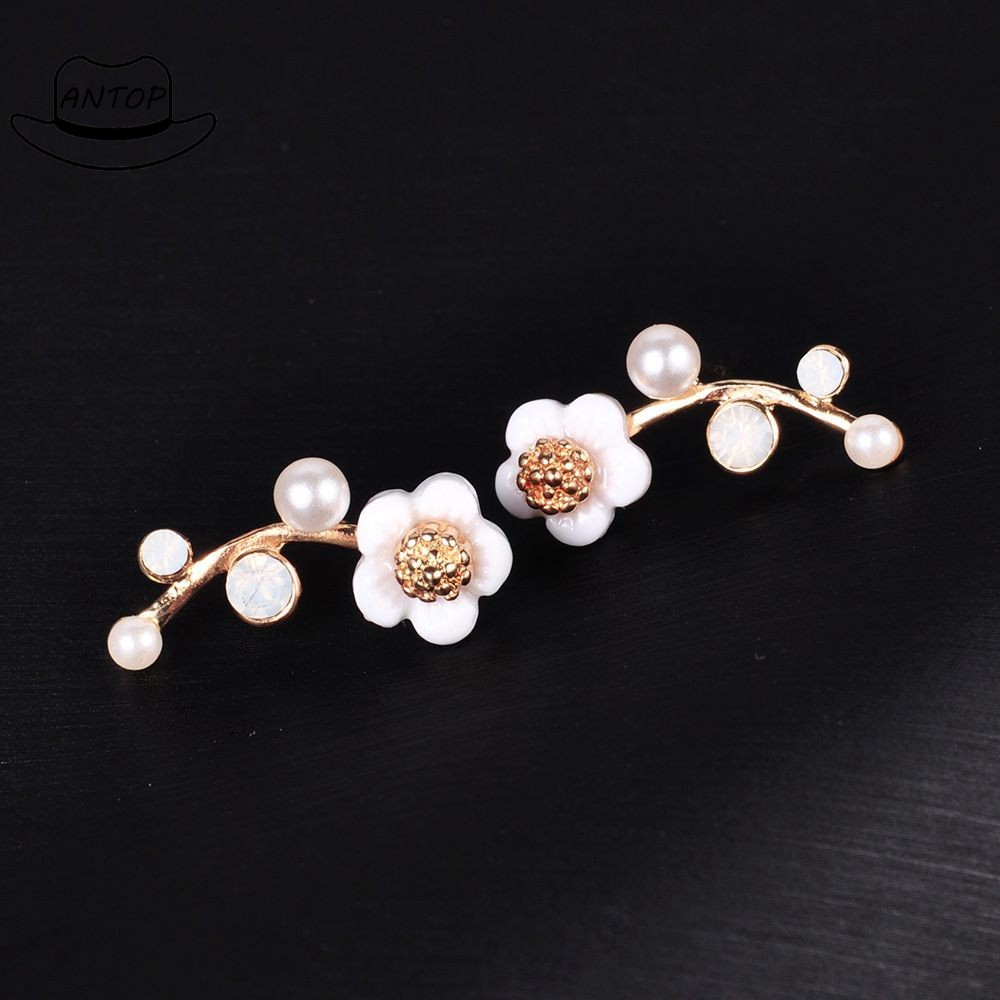 Antop！[Bayar Di Tempat] Korea Anting Tusuk Wanita Elegan dengan Hiasan Kristal Berlian Imitasi