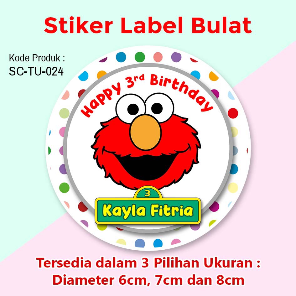 

STIKER LABEL ULANG TAHUN ANAK TUMPENG MINI STICKER BENTO SOUVENIR ELMO