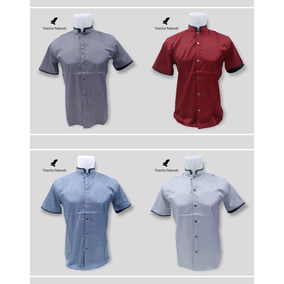 (Nxnitrox 8102) Kemeja Pria Kerah dan Lengan Kombinasi