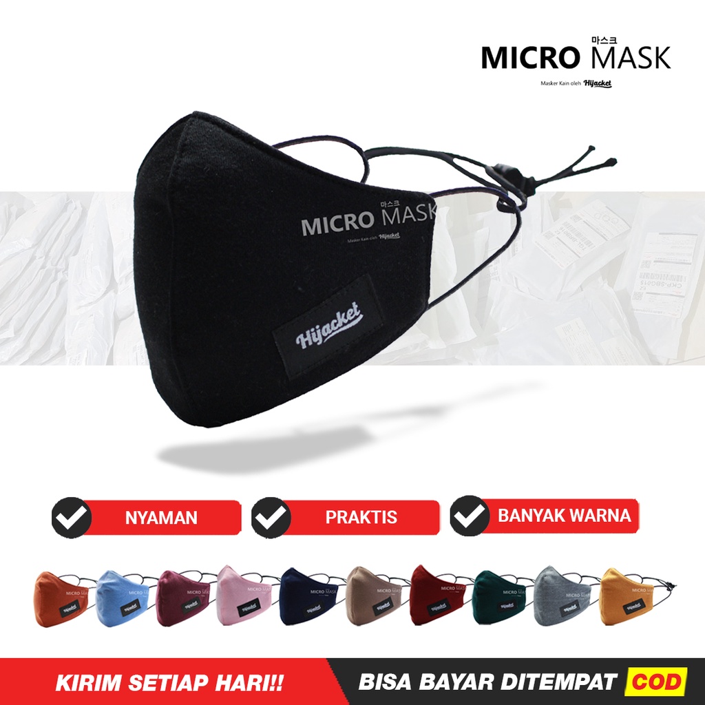 Micro mask hijacket / Masker Kain hijab Wajah Duckbill Pria Wanita non Sensi KF94 KN95
