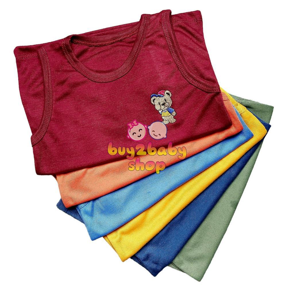 Kaos singlet bayi lusinan kaos lengan kutung lekbong Samleo warna cerah premium usia 0-2 tahun isi 1-6 PCS