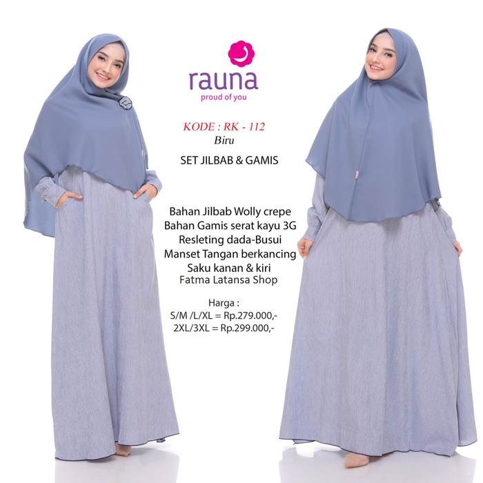 GAMIS SET TERBARU 2021 RAUNA RK-112 BIRU