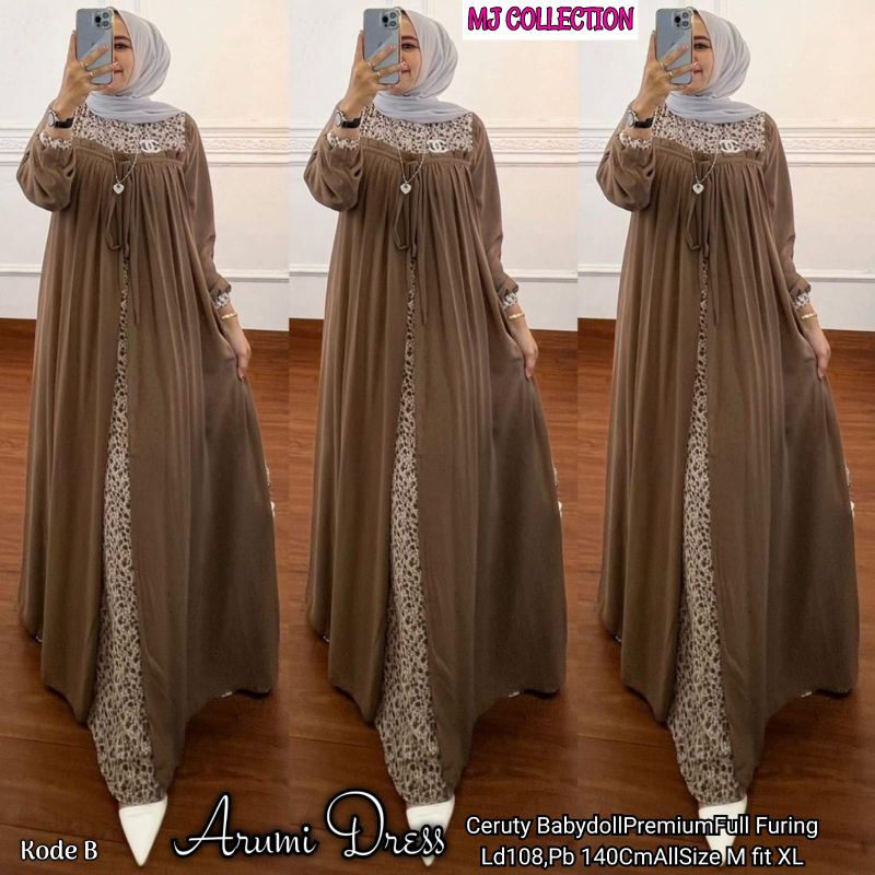 ARUMI DRESS BY MJ COLLECTION GAMIS PESTA WANITA MURAH MEWAH ELEGAN ORI SOLO BAJU MUSLIM BAHAN CERUTI