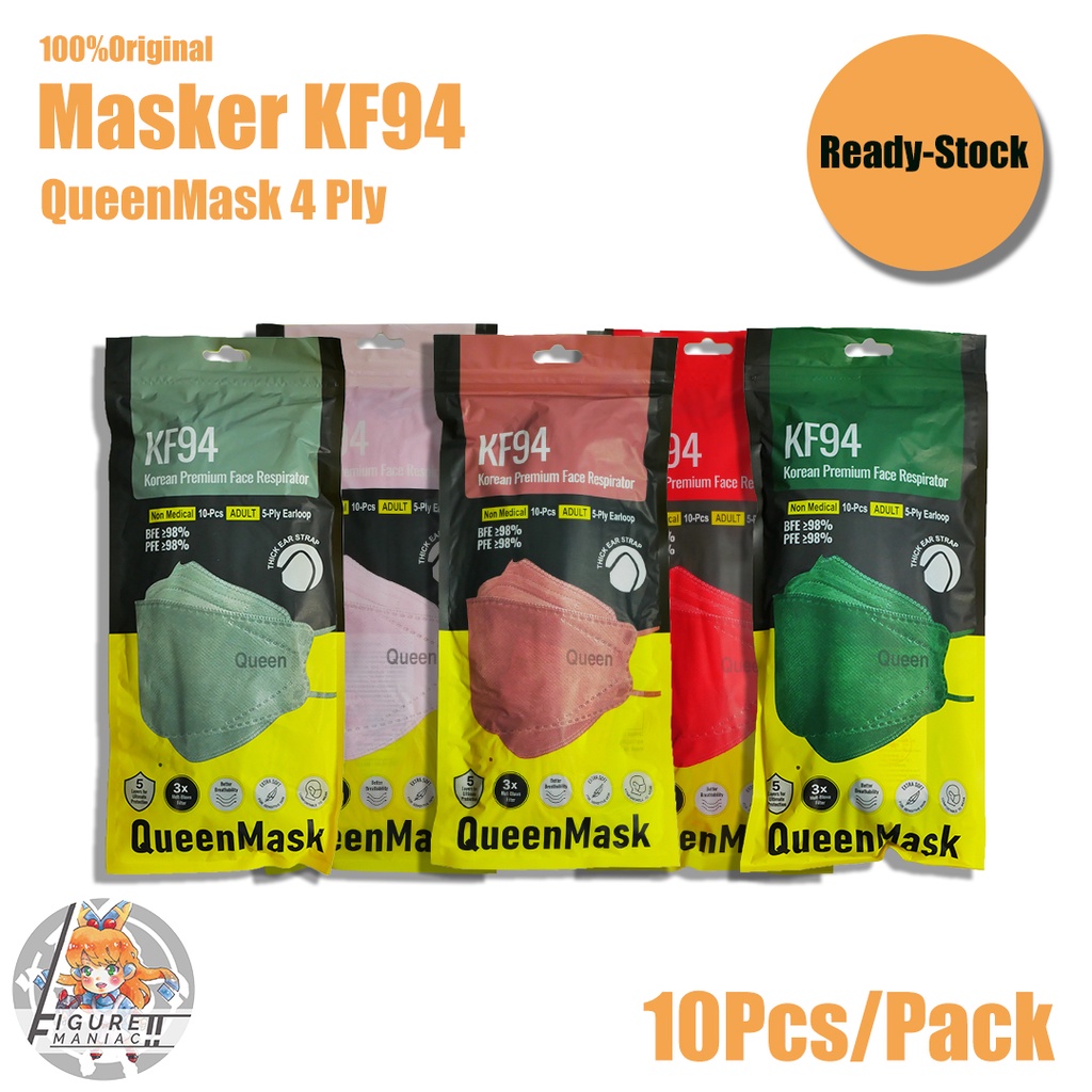 Figure Maniac - Masker KF94 QueenMask Earloop Korean Style Original 1 Pack isi 10