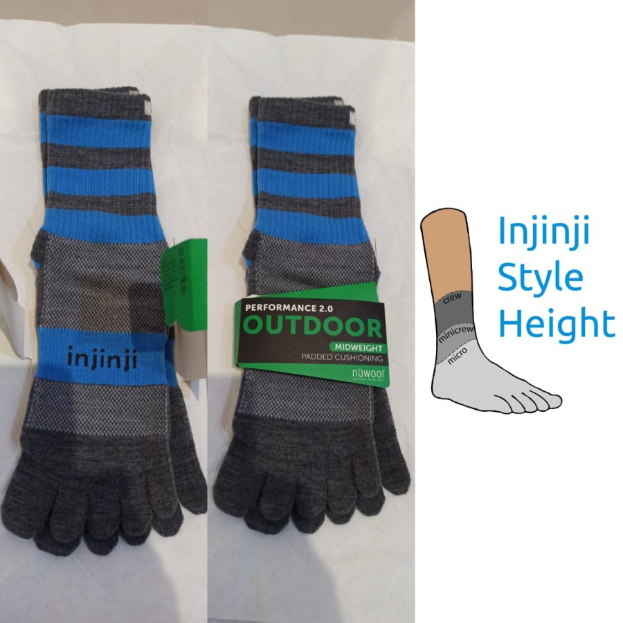 INJINJI Outdoor Midweight Crew NuWool -SIZE L - kaos kaki anti blister