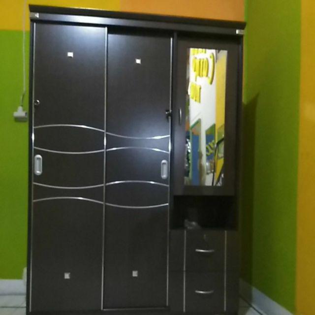 TERLARIS Lemari Pakaian 3 Pintu Sliding Minimalis Shopee TERLARIS Lemari Pakaian 3 Pintu Sliding Minimalis Shopee
