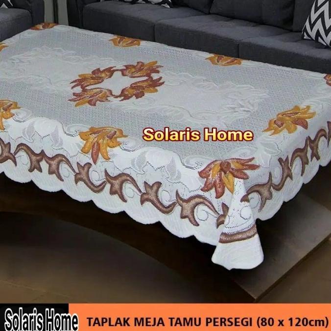 Taplak Meja Tamu Jumbo Besar Putih Kain Renda Tebal Persegi panjang