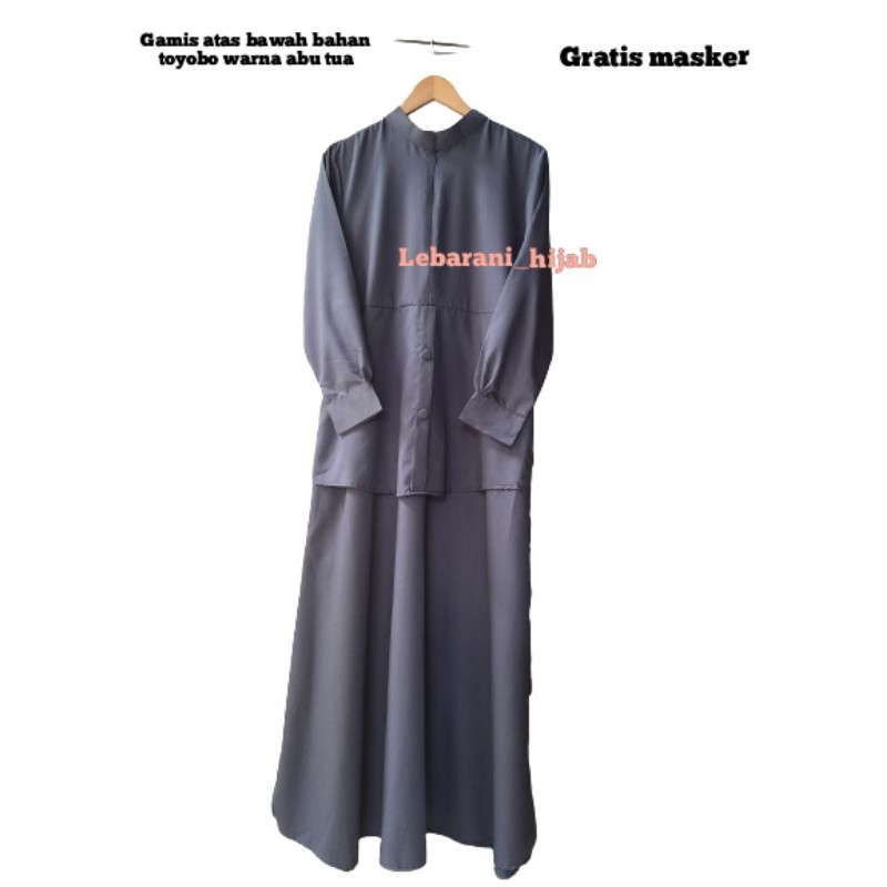 gamis pns atas bawah / gamis abu tua atas bawah / gamis depag / seragam depag/ gamia abu tua basah
