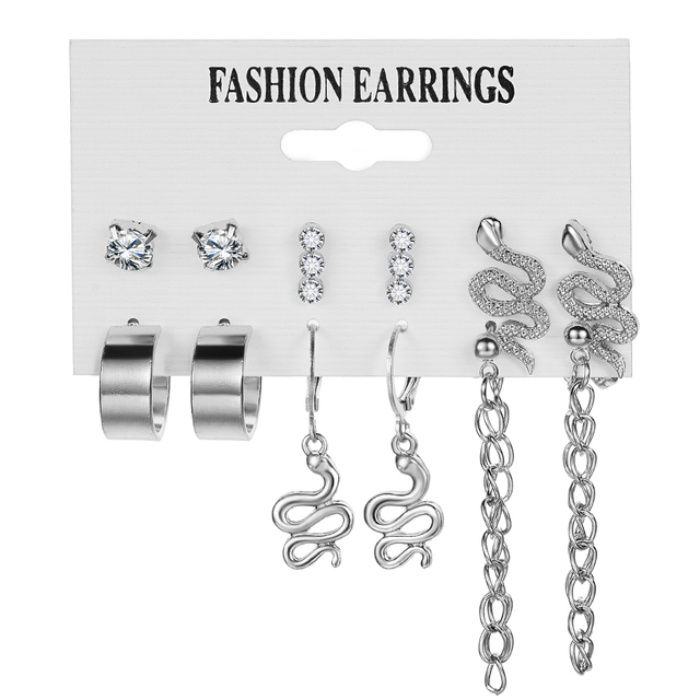 Set Anting Hoop Butterfly Geometris Irregular Bahan Logam Resin Akrilik Warna Silver Untuk Wanita