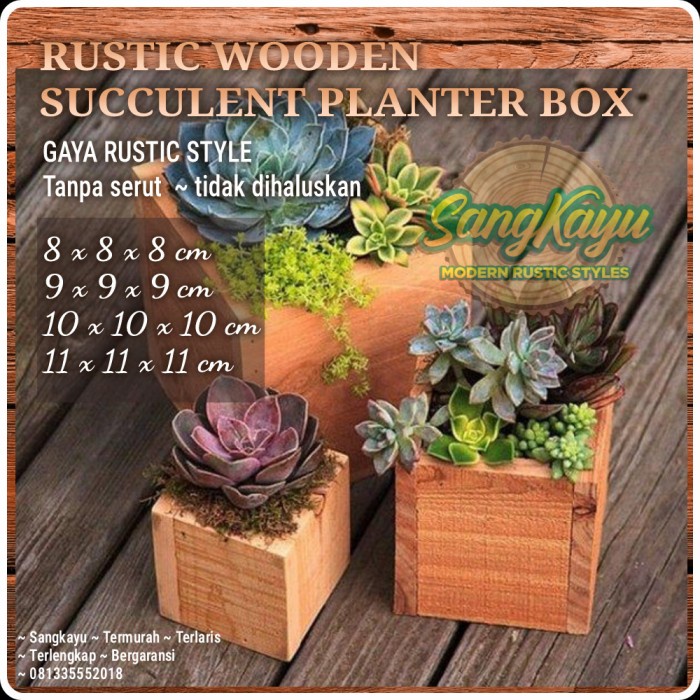 Wood succulent planter rak tanaman hias pot sukulen kayu rustic box 3